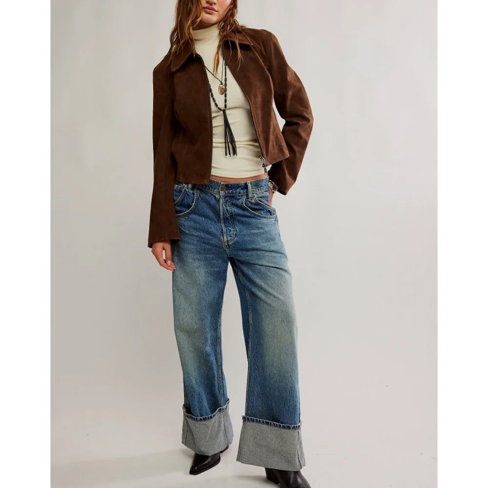 🆕 FREE PEOPLE We The Free River Vegan Suede Jacket / Double Espresso - Picture 5 of 7